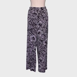 Worthington Purple Floral Wide Leg Pull On Pants